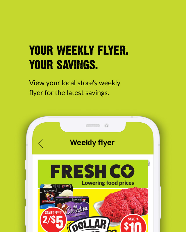 Text Reading â€˜Your Weekly Flyer. Your Savings. View your local storeâ€™s weekly flyer for the latest savings.â€™